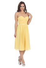 Load image into Gallery viewer, LA Merchandise LA1161 Corset Strapless Pleated Short Bridesmaids Dress - Yellow - LA Merchandise