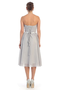 LA Merchandise LA1161 Corset Strapless Pleated Short Bridesmaids Dress - - LA Merchandise