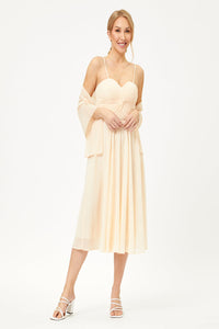 LA Merchandise LA1161 Corset Strapless Pleated Short Bridesmaids Dress - Champagne - LA Merchandise