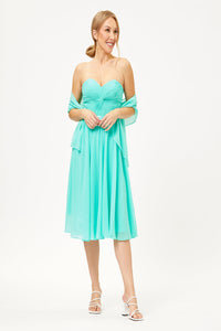 LA Merchandise LA1161 Corset Strapless Pleated Short Bridesmaids Dress - Mint-Green - LA Merchandise