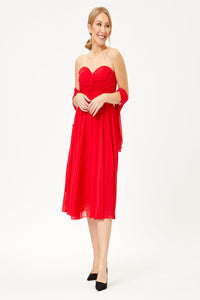 LA Merchandise LA1161 Corset Strapless Pleated Short Bridesmaids Dress - Red - LA Merchandise