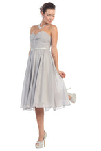 Load image into Gallery viewer, LA Merchandise LA1161 Corset Strapless Pleated Short Bridesmaids Dress - Silver - LA Merchandise