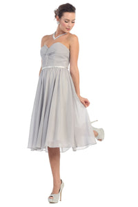 LA Merchandise LA1161 Corset Strapless Pleated Short Bridesmaids Dress - Silver - LA Merchandise