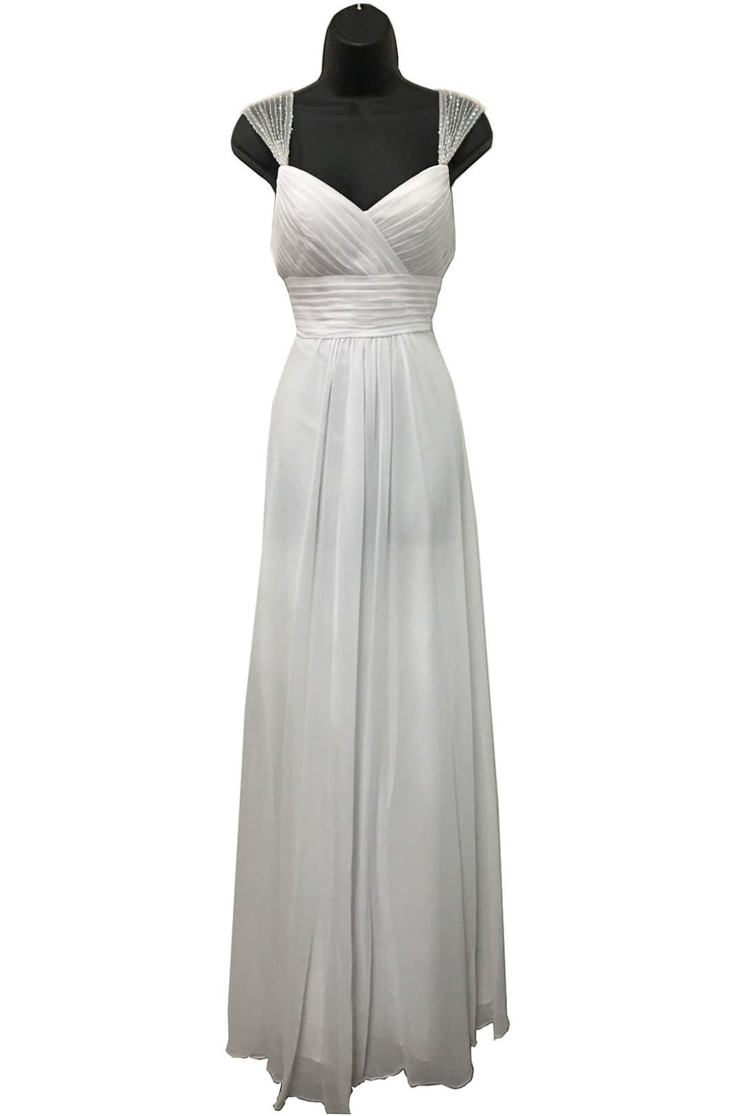LA Merchandise LA1275B Simple Long Chiffon Wedding Dress - White - LA Merchandise