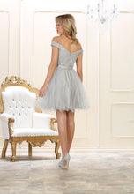 Load image into Gallery viewer, LA Merchandise LA1565 Off Shoulder A Line Mesh Short Homecoming Dress - - LA Merchandise