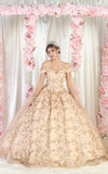 Load image into Gallery viewer, LA Merchandise LA184 Off Shoulder Floral Applique Quinceanera Dress - CHAMPAGNE GOLD - LA Merchandise