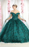 Load image into Gallery viewer, LA Merchandise LA184 Off Shoulder Floral Applique Quinceanera Dress - HUNTER GREEN - LA Merchandise