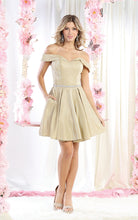 Load image into Gallery viewer, LA Merchandise LA1877 Off Shoulder Glitter Wholesale Cocktail Dress - GOLD - LA Merchandise