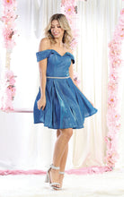 Load image into Gallery viewer, LA Merchandise LA1877 Off Shoulder Glitter Wholesale Cocktail Dress - ROYAL BLUE - LA Merchandise