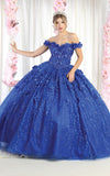 Load image into Gallery viewer, LA Merchandise LA192 Wholesale Off Shoulder Floral Quince Ball Gown - ROYAL BLUE - LA Merchandise