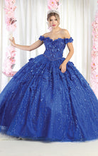 Load image into Gallery viewer, LA Merchandise LA192 Wholesale Off Shoulder Floral Quince Ball Gown - ROYAL BLUE - LA Merchandise