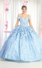 Load image into Gallery viewer, LA Merchandise LA192 Wholesale Off Shoulder Floral Quince Ball Gown - SKY BLUE - LA Merchandise