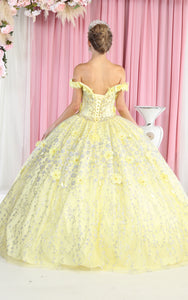 LA Merchandise LA192 Wholesale Off Shoulder Floral Quince Ball Gown - - LA Merchandise