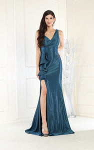 LA Merchandise LA1932 High Slit Mermaid Prom Dress - TEALBLUE - Dress LA Merchandise