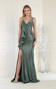 LA Merchandise LA1932 High Slit Mermaid Prom Dress - OLIVE - Dress LA Merchandise