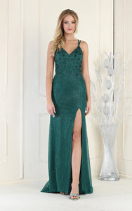 LA Merchandise LA1938 Embroidered Prom Formal Gown - HUNTER GREEN - Dress LA Merchandise