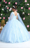 Load image into Gallery viewer, LA Merchandise LA193 Cape Sleeves Lace Applique Quinceanera Dress - - LA Merchnadise