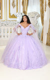 Load image into Gallery viewer, LA Merchandise LA193 Cape Sleeves Lace Applique Quinceanera Dress - - LA Merchnadise