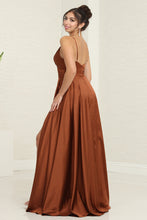 Load image into Gallery viewer, LA Merchandise LA1945R Pleated High Slit Rust Prom Gown - - LA Merchandise
