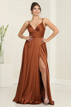 Load image into Gallery viewer, LA Merchandise LA1945R Pleated High Slit Rust Prom Gown - RUST - LA Merchandise