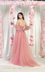 LA Merchandise LA1961 Strapless Prom Gown with Detachable Sleeves - - Dress LA Merchandise