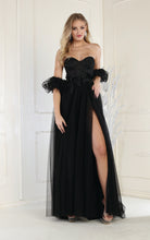 Load image into Gallery viewer, LA Merchandise LA1961 Strapless Prom Gown with Detachable Sleeves - BLACK - Dress LA Merchandise