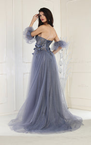 LA Merchandise LA1961 Strapless Prom Gown with Detachable Sleeves - - Dress LA Merchandise