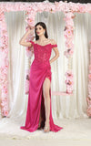 Load image into Gallery viewer, LA Merchandise LA1962 Off Shoulder Sexy Corset Bone Prom Gown - FUCHSIA - Dress LA Merchandise