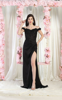 LA Merchandise LA1962 Off Shoulder Sexy Corset Bone Prom Gown - BLACK - Dress LA Merchandise