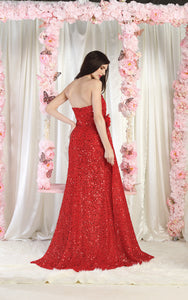 LA Merchandise LA1968 Sequined Prom Strapless Dress - - Dress LA Merchandise