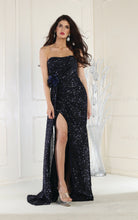 Load image into Gallery viewer, LA Merchandise LA1968 Sequined Prom Strapless Dress - NAVY - Dress LA Merchandise