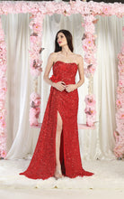 Load image into Gallery viewer, LA Merchandise LA1968 Sequined Prom Strapless Dress - RED - Dress LA Merchandise