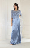 Load image into Gallery viewer, LA Merchandise LA1969 3/4 Sleeve Mother Of The Bride Gown - DUSTY BLUE - Dress LA Merchandise