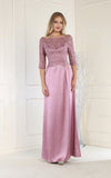 Load image into Gallery viewer, LA Merchandise LA1969 3/4 Sleeve Mother Of The Bride Gown - MAUVE - Dress LA Merchandise