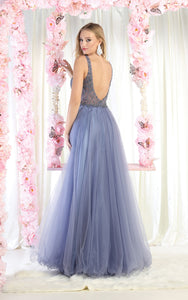 LA Merchandise LA1971 A-line Mesh Prom Gown - - LA Merchandise