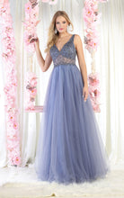 Load image into Gallery viewer, LA Merchandise LA1971 A-line Mesh Prom Gown - DUSTY BLUE - LA Merchandise
