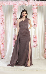 LA Merchandise LA1976 One Shoulder Prom Dress with High Slit - MAUVE - LA Merchandise
