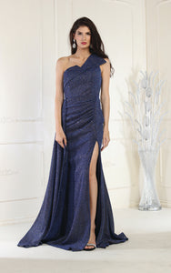 LA Merchandise LA1976 One Shoulder Prom Dress with High Slit - ROYAL BLUE - LA Merchandise