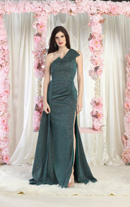 LA Merchandise LA1976 One Shoulder Prom Dress with High Slit - TEAL HUNTER GREEN - LA Merchandise