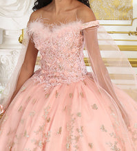 Load image into Gallery viewer, LA Merchandise LA197 Feather Detachable Cape Sleeves Glitter 15 Gown - - LA Merchnadise