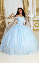 Load image into Gallery viewer, LA Merchandise LA197 Feather Detachable Cape Sleeves Glitter 15 Gown - BABY BLUE - LA Merchnadise