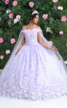 Load image into Gallery viewer, LA Merchandise LA197 Feather Detachable Cape Sleeves Glitter 15 Gown - LILAC - LA Merchnadise