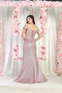 LA Merchandise LA2005 Off-Shoulder Lace Appliqued Evening Dress - - Dress LA Merchandise