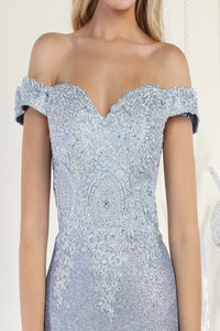 LA Merchandise LA2005 Off-Shoulder Lace Appliqued Evening Dress - - Dress LA Merchandise