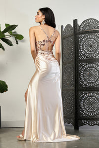 LA Merchandise LA2006 Sleeveless Ruched Slit Prom Sexy Evening Gown - - Dress LA Merchandise