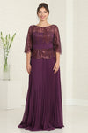 Load image into Gallery viewer, LA Merchandise LA2007 Mother of Bride 3/4 Sleeve Pleated Flowy Gowns - EGGPLANT - Dress LA Merchandise