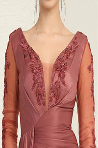 LA Merchandise LA2008 Mother of Bride Detailed Long Sleeve Dress - - Dress LA Merchandise
