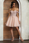 Load image into Gallery viewer, LA Merchandise LA2009 Floral Lace Embellished Corset Hoco Dress - ROSE GOLD - Dress LA Merchandise