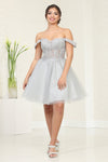 Load image into Gallery viewer, LA Merchandise LA2009 Floral Lace Embellished Corset Hoco Dress - SILVER - Dress LA Merchandise