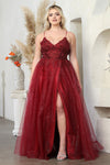 Load image into Gallery viewer, LA Merchandise LA2011 A-line Spaghetti Straps Pageant Plus Zise Gown - BURGUNDY - Dress LA Merchandise